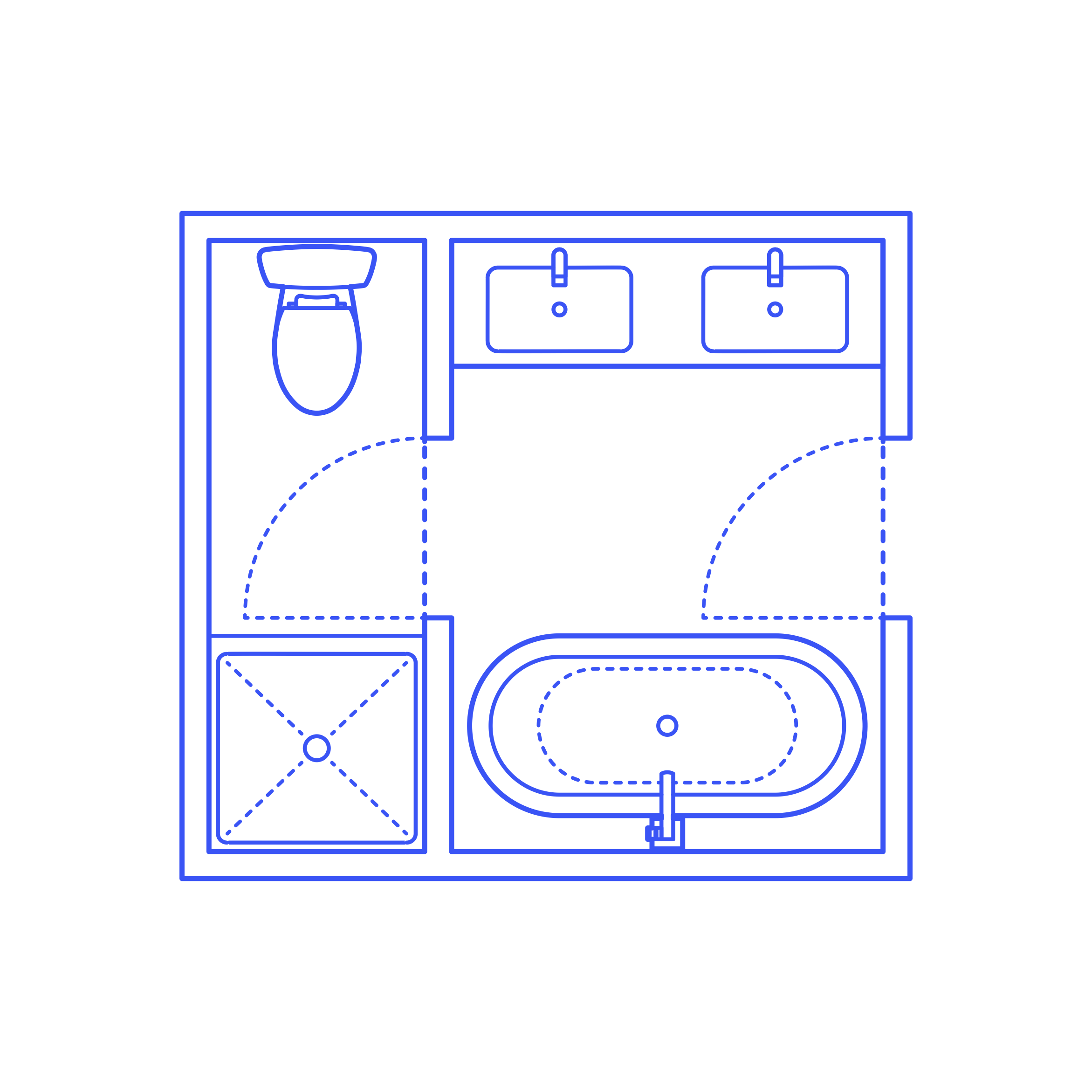 Layouts Bathrooms Primary Split Luxury 2 Wall Facing Outline Svg Vector Free Vectors
